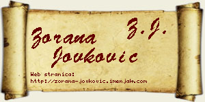 Zorana Jovković vizit kartica